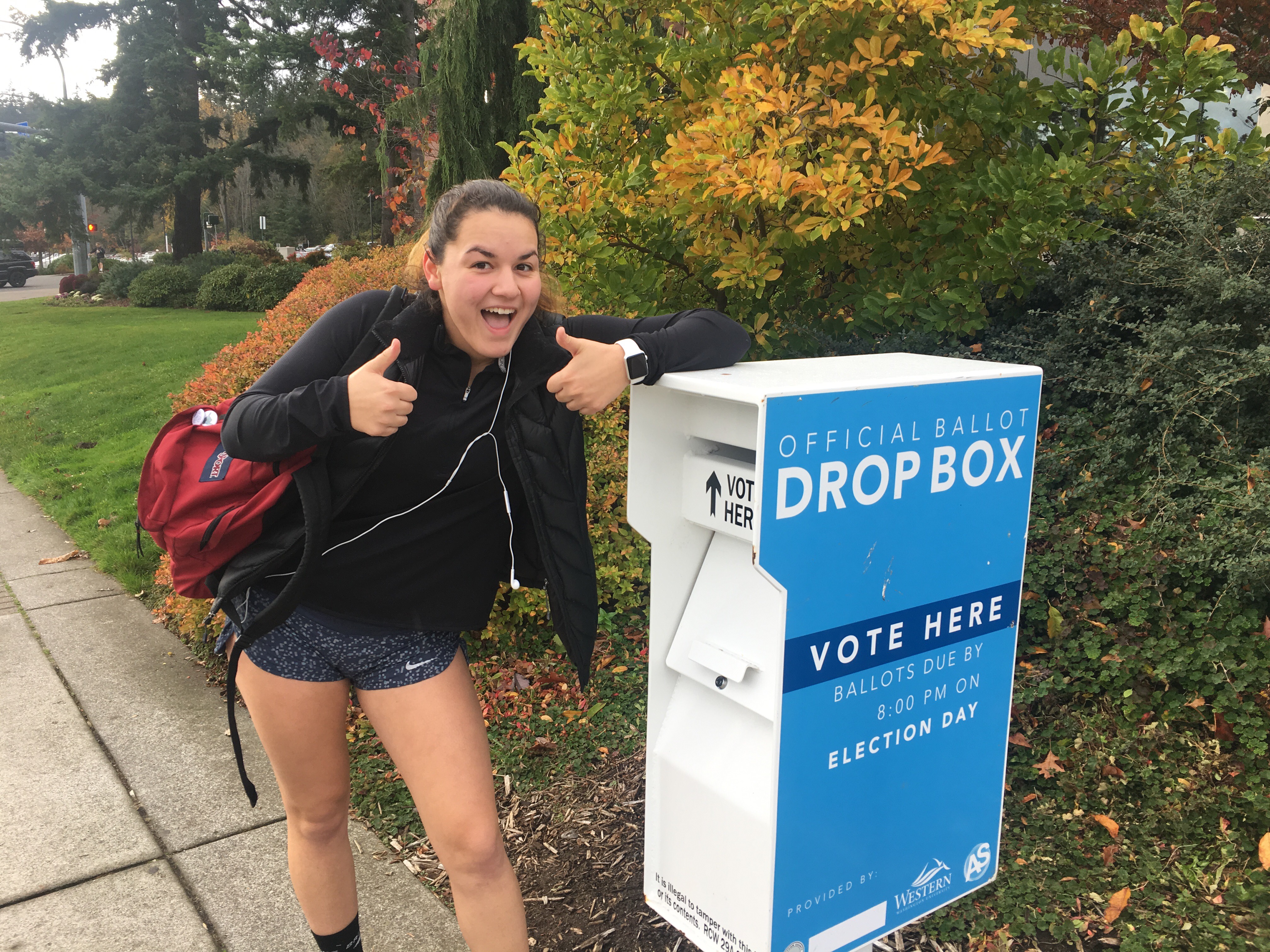 Ally Delacruz poses outside the Rec Center after voting for the first time. Brooklin Pigg//AS Review