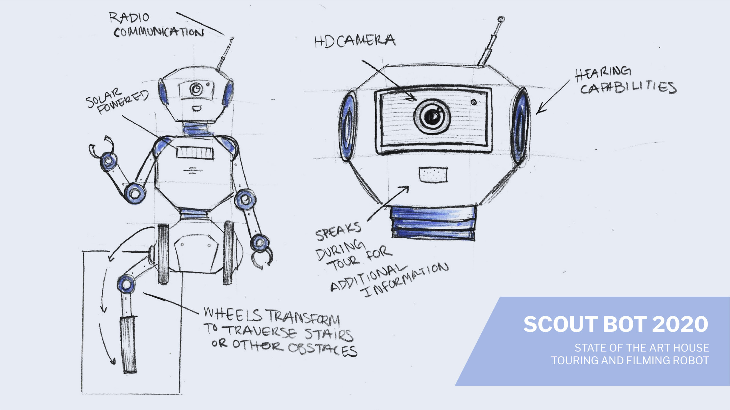 Illustration of building plans for the Scout robot.