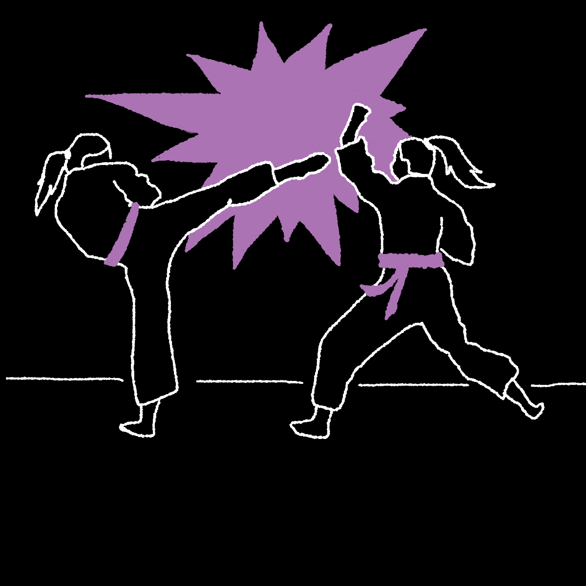 Graphic of two partners practicing self-defense.